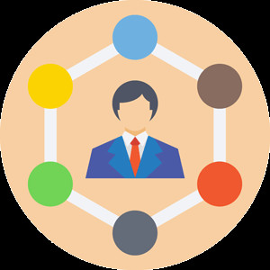 Stilisierte Person von Hexagon umschlossen