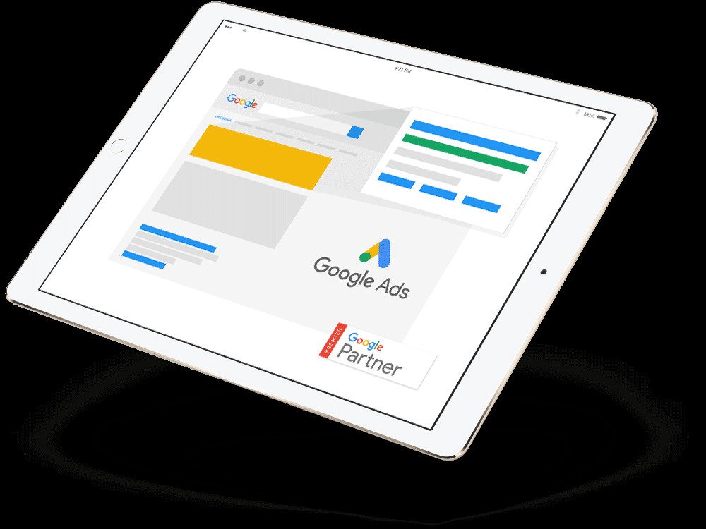 Tablet mit Google Ads Anzeige