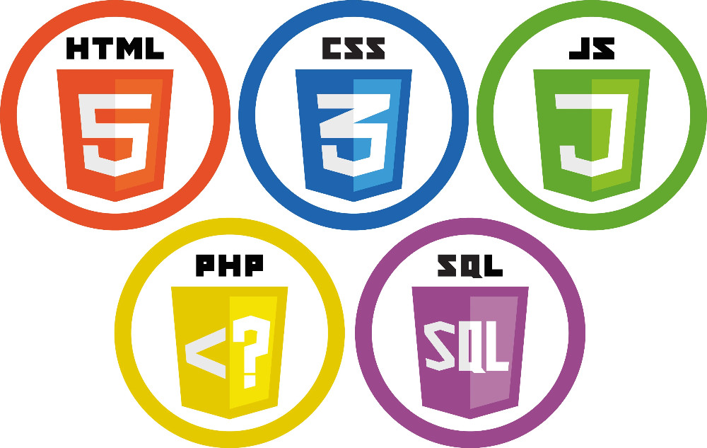 Webtechnologien / Webentwicklung HTML5, CSS3, Javascript, PHP und SQL Logos
